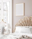 Mockup poster in luxury feminine bedroom Royalty Free Stock Photo