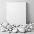 Mockup poster photo frame, beads and pebbles AI Generaion