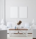 Mockup poster in white home interior background