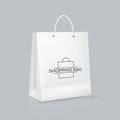 Mockup of realistic rectangular white paper bag with logotype. Royalty Free Stock Photo