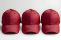 Concept Mockup, Red Baseball Mockup of a red baseball cap in three views on a white background