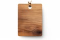 Mockup rustic wood tag label on white background. Generative AI Royalty Free Stock Photo