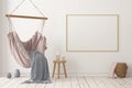 Mockup Scandinavian interior with a hanging chair. 3D rendering