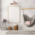 Mockup Scandinavian interior with a hanging chair. 3D rendering