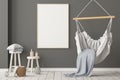 Mockup Scandinavian interior with a hanging chair. 3D rendering