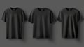 Black Oversized Loose Drop Shoulder Tee T-Shirt Mockup Set - Front, Back, and Side View on Cutout Background for Graphic Design Royalty Free Stock Photo