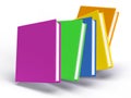 Mockup of several colored books, irregularly arranged