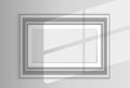Mockup silver frame photo on wall. Mock up artwork picture framed. Horizontal border with shadow, with shadow. Empty A4 Royalty Free Stock Photo