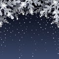 mockup silver snowflakes falling from above vector