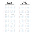 Mockup Simple calendar Layout for 2022 and 2023 year. Week starts from Sunday