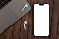 mockup smartphone iPhone 14 Pro Max with blank white screen