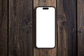 mockup smartphone iPhone 14 Pro Max with blank white screen