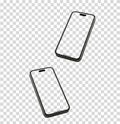 Mockup smartphone Template on Transparent Background , Mock up isolate screen phon Royalty Free Stock Photo
