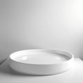 Mockup smooth round white podium, white table countertop