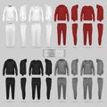 Mockup of the sportswear hoodie and trousers in four dimensions Royalty Free Stock Photo