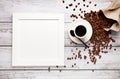 Mockup square frame for text or picture and coffee Royalty Free Stock Photo