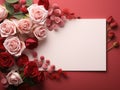 mockup square white blank card with flowers and leaves