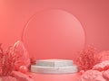 Mockup Stage Podium With Pink Forest Abstract Background Concept 3d Render