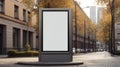 Mockup standalone big screen info kiosk. Digital media with blank white screen modern panel, display, signboard for Royalty Free Stock Photo
