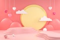 Mockup Step Display Valentine Scene On Soft Pink Abstract Background 3d Render