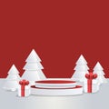 Mockup studio podium with christmas decoration for christmas product presentation