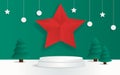 Mockup studio podium with christmas decoration for christmas product presentation