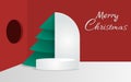 Mockup studio podium with christmas decoration for christmas product presentation