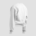 Mockup of stylish crop sweatshirt, white streetwear, 3D rendering, shirt back view, isolated on background