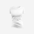 Mockup of stylish womens t-shirt, 3D rendering, female clothes, no body, isolated on background in studio