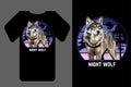 Silhouette night wolf retro vintage mockup t shirt Royalty Free Stock Photo