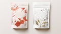 A mockup template showcasing a blank tea bag design for the process of tea bagging, ideal for loose leaf tea packaging