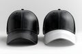 Mockup Templates of White and Black Baseball Caps Isolated on a White Background. Concept Mockup Royalty Free Stock Photo