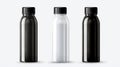 mockup three water bottles on a white background