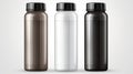 mockup three water bottles on a white background