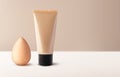 Mockup tonal CC or BB cream foundation makeup and beauty blender for makeup foundation 3d vector realistic illustration