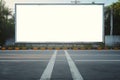 Mockup of two blank billboard frames on highway road background Royalty Free Stock Photo