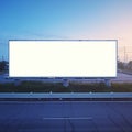 Mockup of two blank billboard frames on highway road background Royalty Free Stock Photo