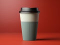 mockup of two paper coffee cups with striped lids