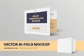 Mockup of vector bifold with realistic shadows, standard size blank brochure isolated on background