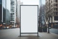 Mockup. Vertical advertising stand in the street. Blank white street billboard poster lightbox stand mock with urban Royalty Free Stock Photo