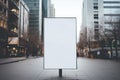 Mockup. Vertical advertising stand in the street. Blank white street billboard poster lightbox stand mock with urban Royalty Free Stock Photo