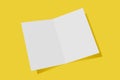 Mockup vertical booklet, brochure, invitation isolated on a yellow background with hard cover and realistic shadow. 3D rendering Royalty Free Stock Photo