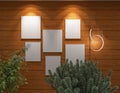 Mockup on the wall with plants 3d render, 3d illustration presentation beautiful