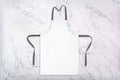 Mockup of white apron on marble background