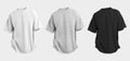 Mockup of a white, black and heather oversized t-shirt 3D rendering, with a round neck, universal clothing for women, men,