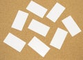 View of Mockup of white business cards at a cork background Royalty Free Stock Photo