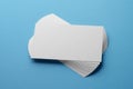 Mockup of white business cards fan stack at blue background Royalty Free Stock Photo