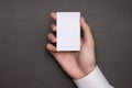 Mockup of white business cards in man`s hand Royalty Free Stock Photo