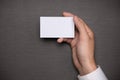 Mockup of white business cards in man`s hand Royalty Free Stock Photo