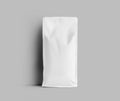 Mockup of white gusset packaging for coffee beans, coffee pouch, isolated on wall background Royalty Free Stock Photo